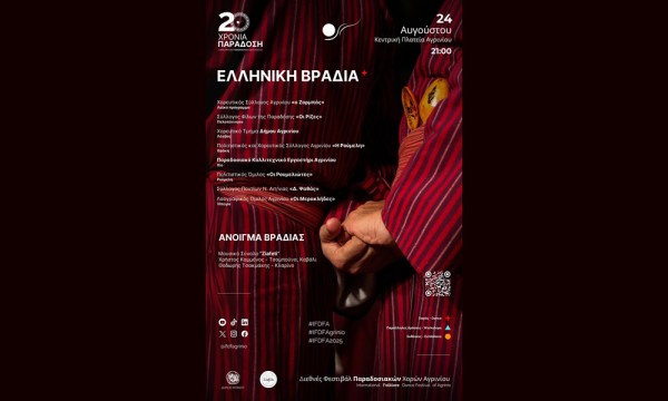 Το πρόγραμμα του 20ου Διεθνούς Φεστιβάλ Παραδοσιακών Χορών του Δήμου Αγρινίου (Κυρ 24 - Πεμ 28/8/2025)
