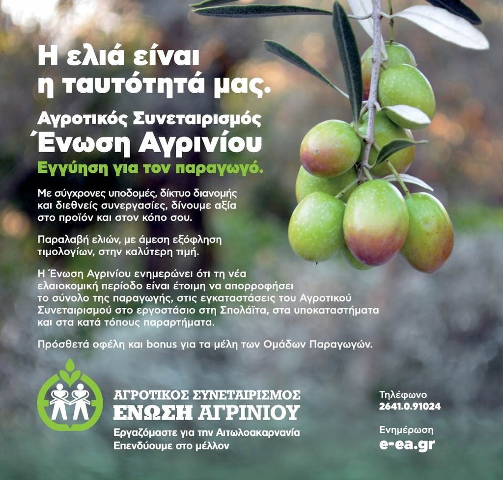 Πράσινες ελιές: Νέες, αυξημένες τιμές από την Ένωση Αγρινίου