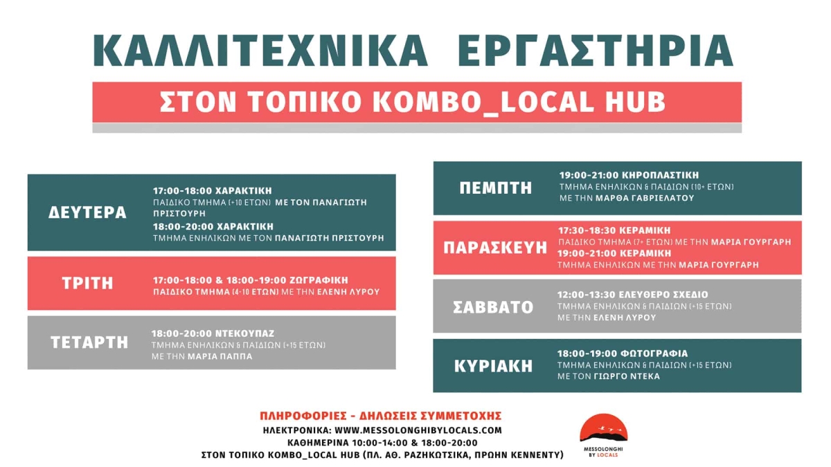 Ξεκινούν τα καλλιτεχνικά εργαστήρια για μικρούς και μεγάλους στο Messolonghi by Locals