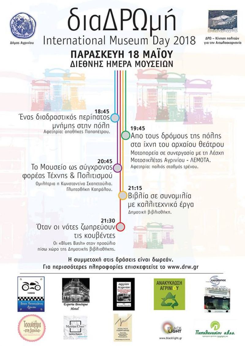 Δράση για την ημέρα Μουσείων απο την «ΔΡΩ – Κίνηση Πολιτών για την Αιτωλοακαρνανία» και τον Δήμο Αγρινίου την Παρασκευή 18/5/2018