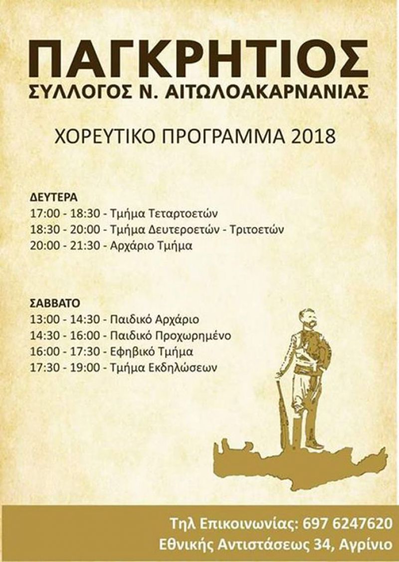 Εγγραφές στον Παγκρήτιο Σύλλογο Αιτωλοακαρνανίας