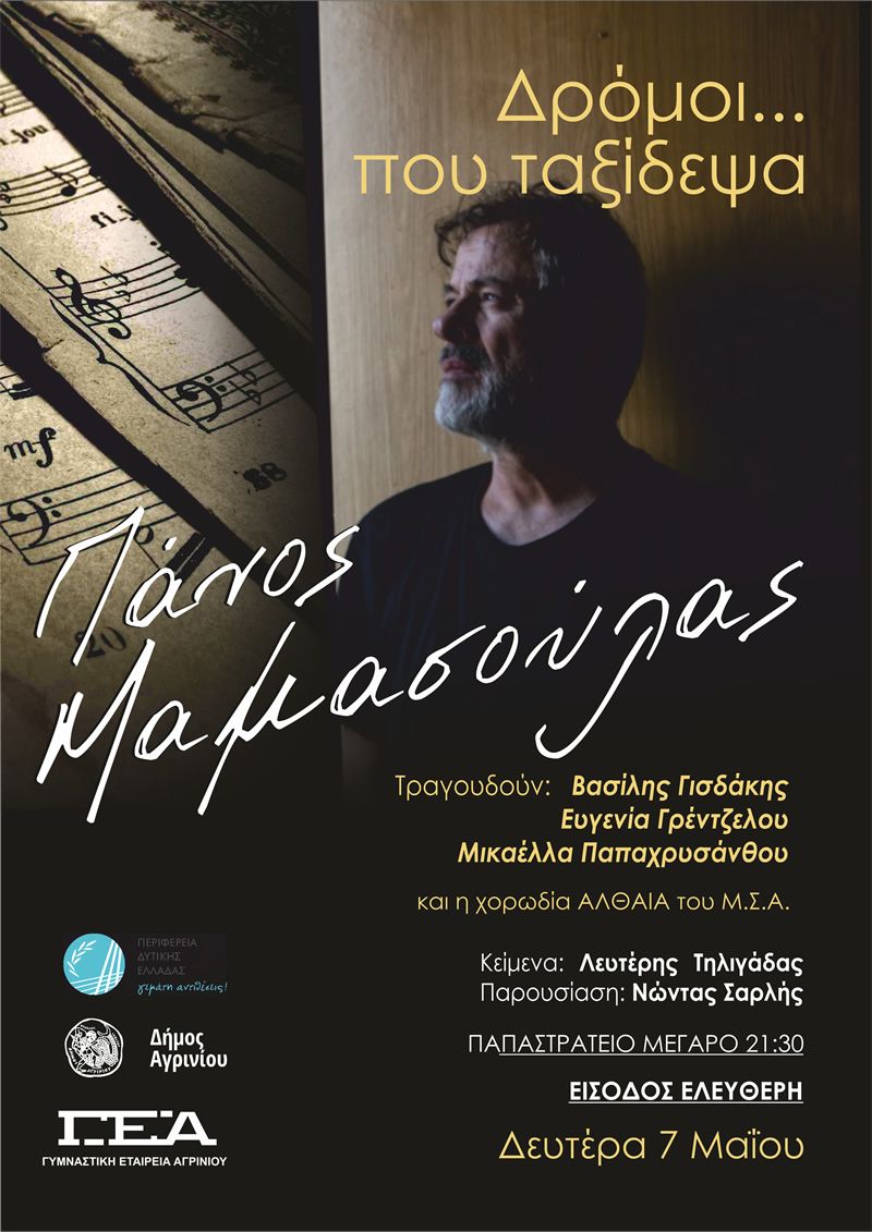 &quot;Δρόμοι. . . . που ταξίδεψα&quot; (Πάνος Μαμασούλας) τη Δευτέρα 7 Μαΐου 2018 στις 9,30 μ.μ στο Παπαστράτειο Μέγαρο Αγρινίου