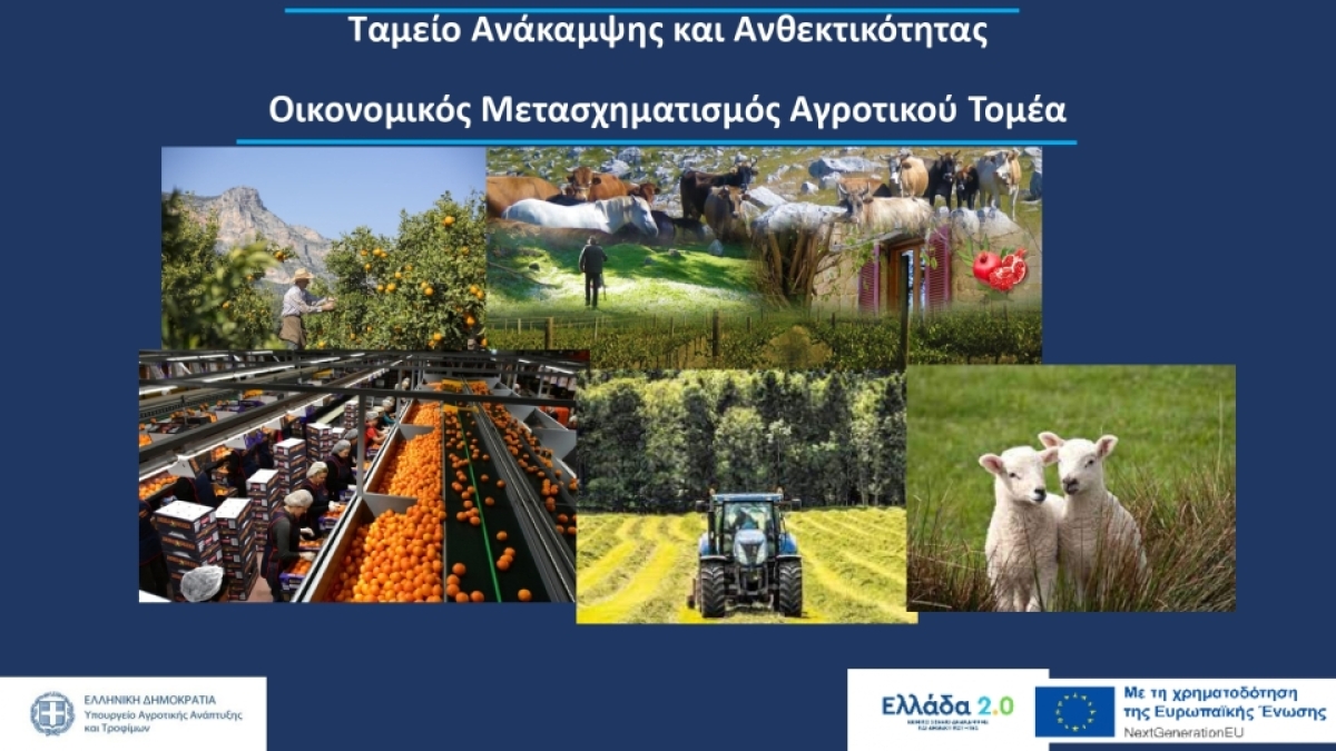 Μετάθεση της ημερομηνίας έναρξης υποβολής αιτήσεων ενίσχυσης στο υποέργο Εκσυγχρονισμός του Πρωτογενούς Τομέα του Ταμείου Ανάκαμψης και Ανθεκτικότητας.