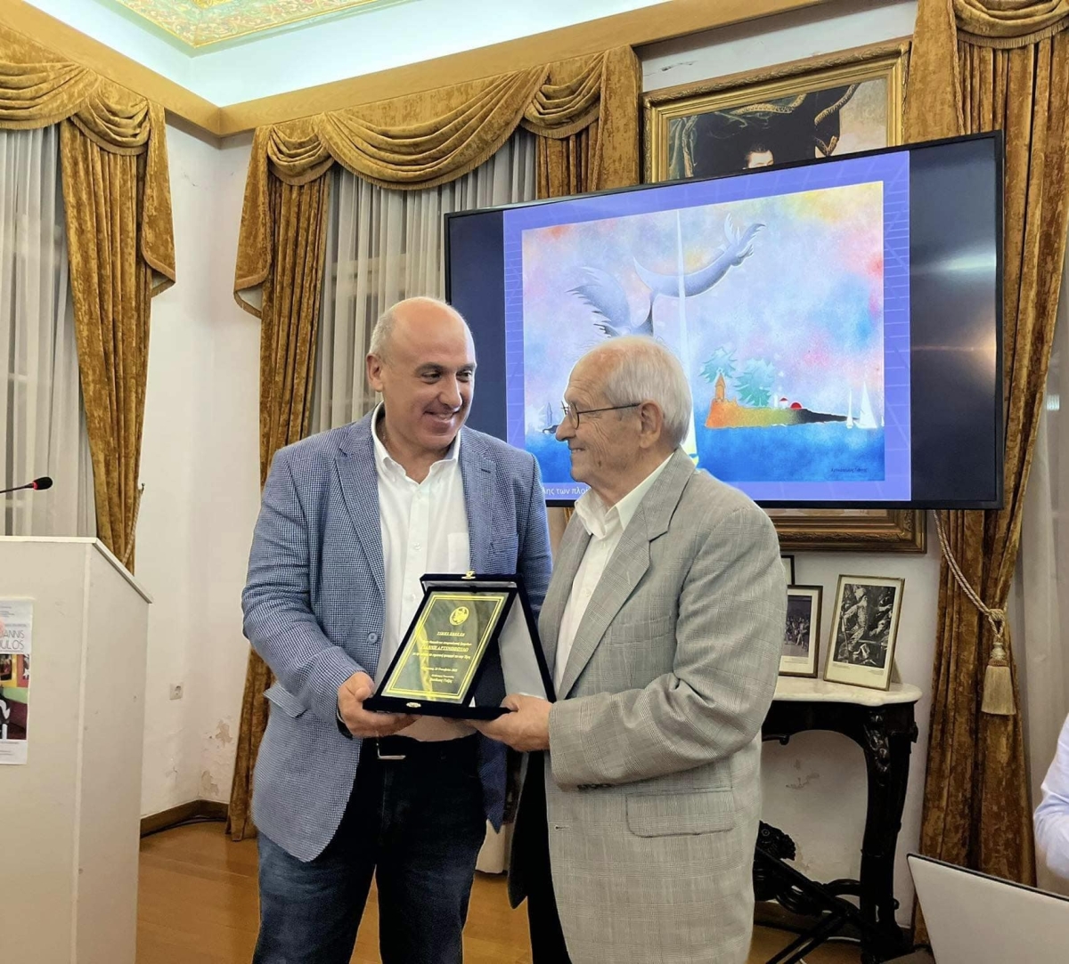 Τιμήθηκε ο ναυπάκτιος ζωγράφος Γιάννης Αρτινόπουλος. Συγκινητική η παρουσία του κόσμου στο Αρχοντικό Μπότσαρη