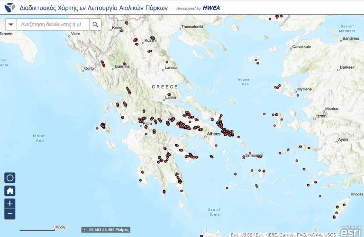 O χάρτης της αιολικής ενέργειας
